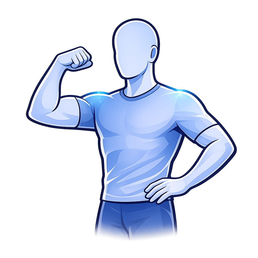 Illustration of strength and mobility, flexed arm
