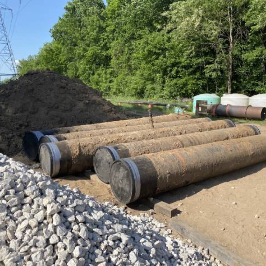 1980s-era underground storage tank being cut down and removed at a site in Michigan.