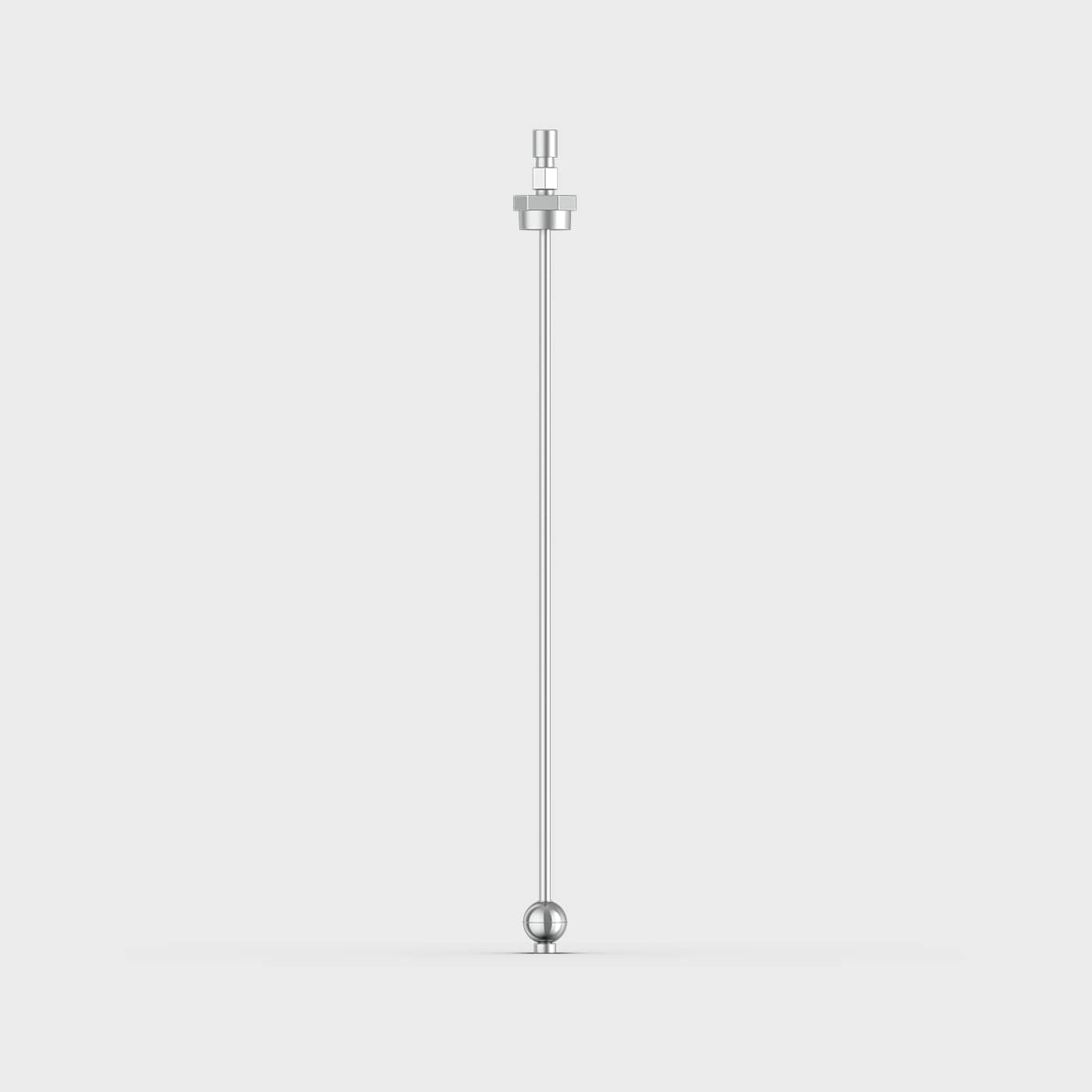 Full length view of the float level gauge dip tape rod against a plain background
