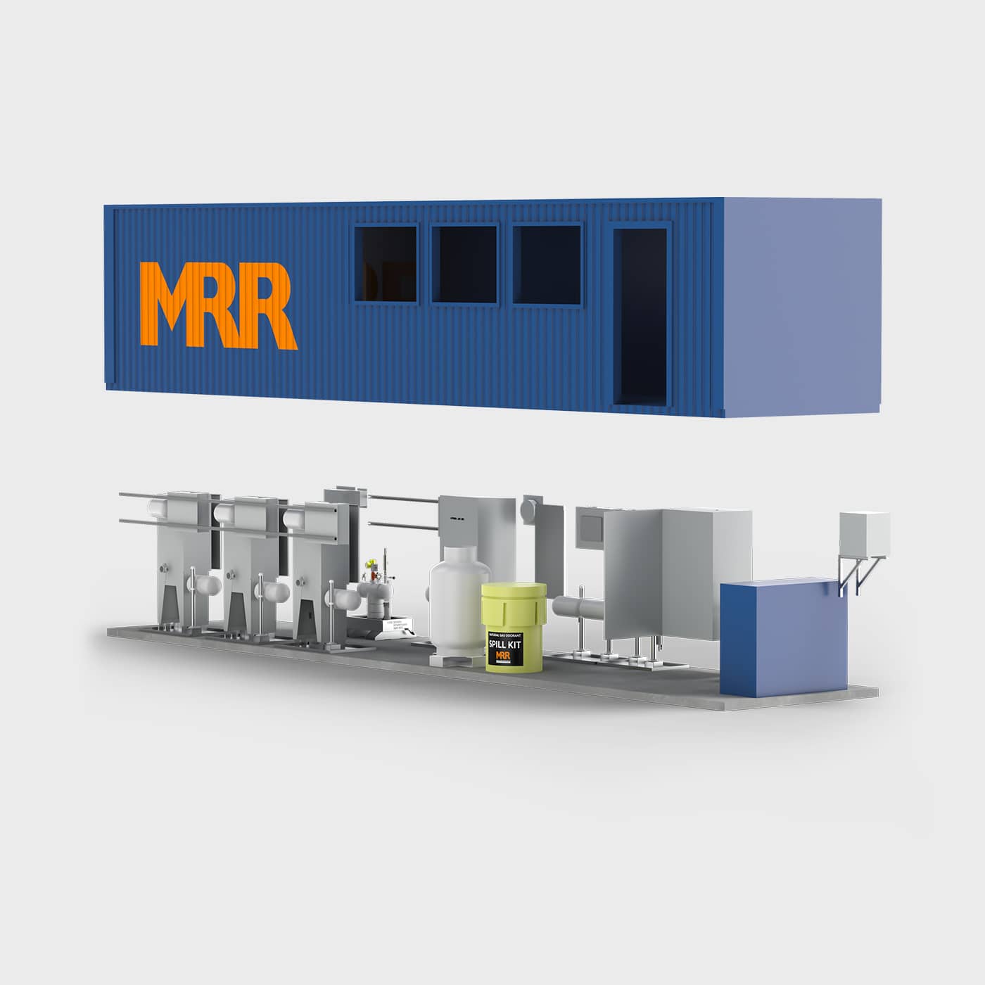 3D rendering of MRR odorization training trailer interior with person shown for scale