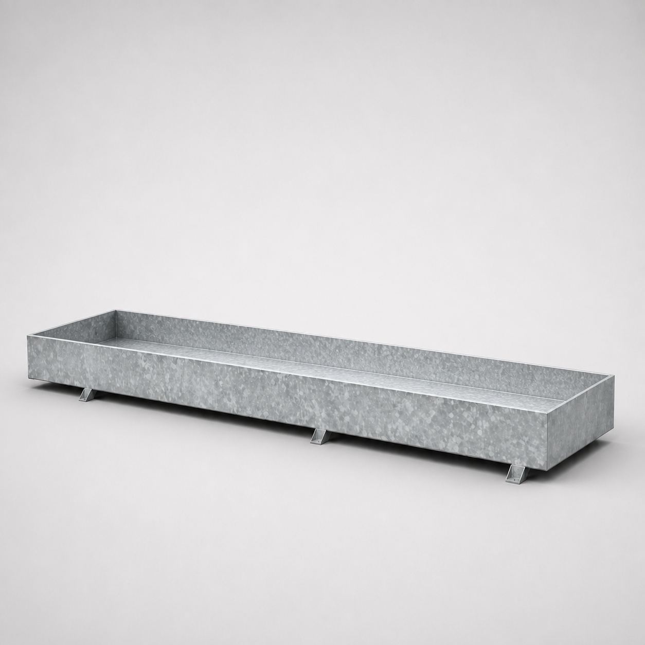 Empty MRR steel secondary containment tray, gray textured finish