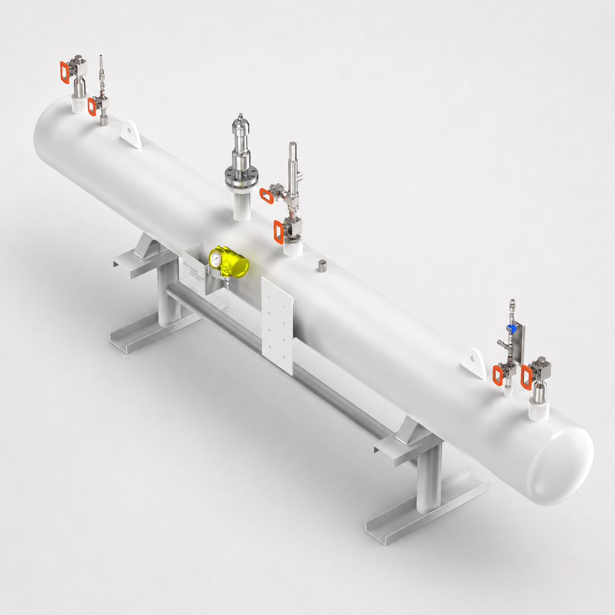 Side view of an MRR Bypass Odorizer skid showing the full length of the bypass piping run