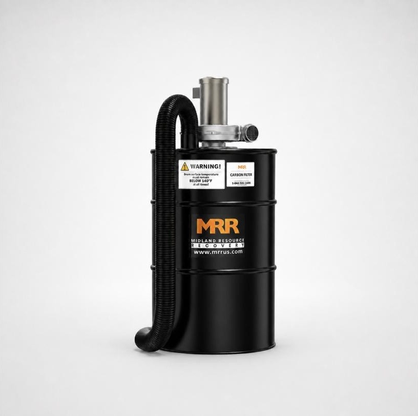 EZ Carb activated carbon filter drum used for odorant vapor capture at MRR odorization stations