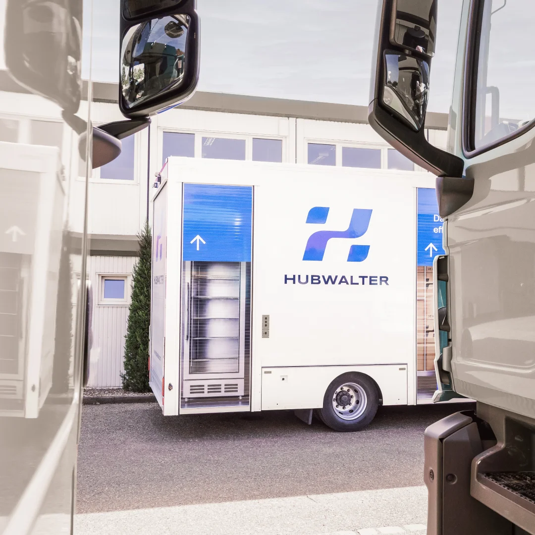 Hubwalter Aufbau auf einem marktüblichen Standardchassis.