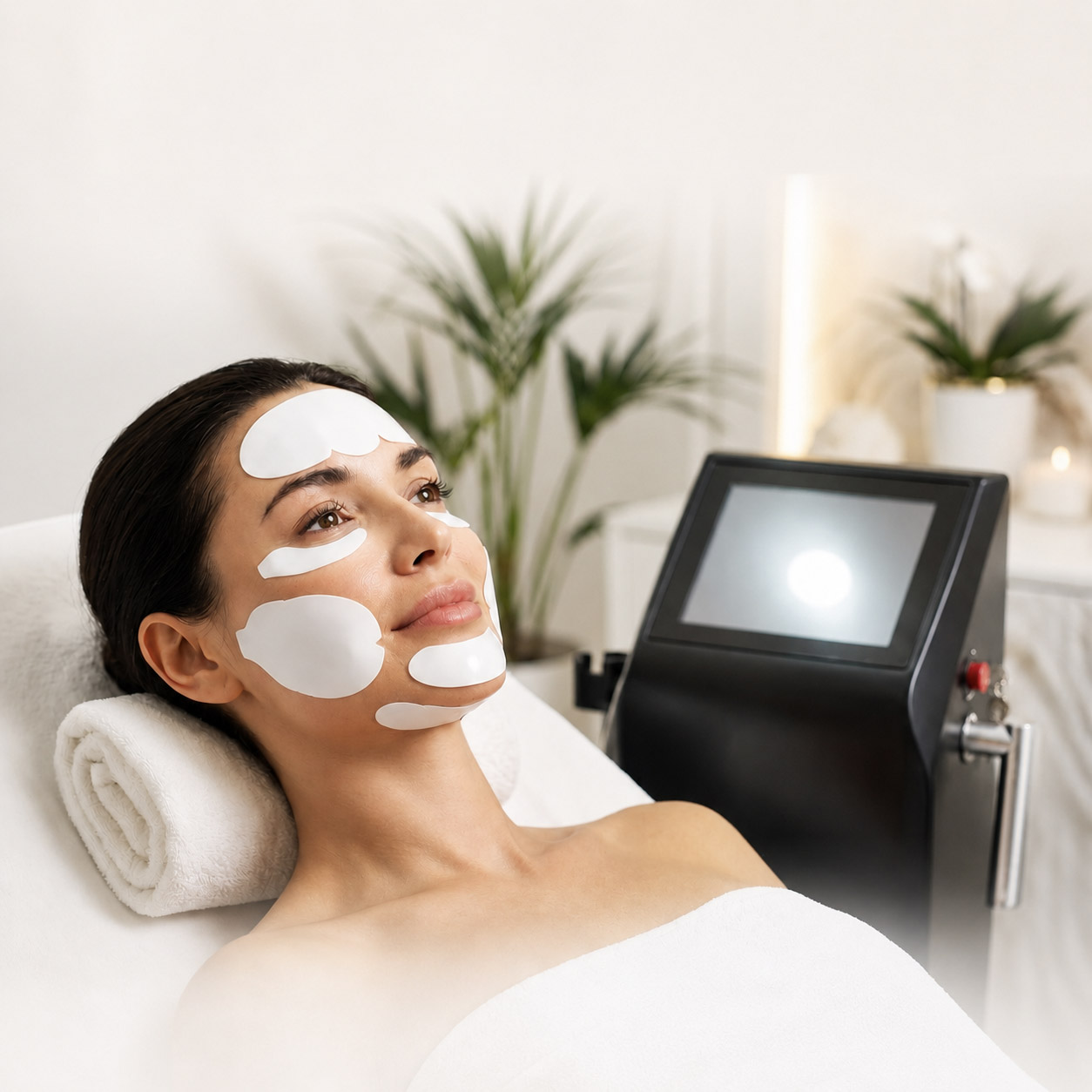 EMS Facelift Behandlung bei MyMedBeauty in Traisen zur Aktivierung der Gesichtsmuskulatur, Hautstraffung und Definition der Gesichtskonturen.