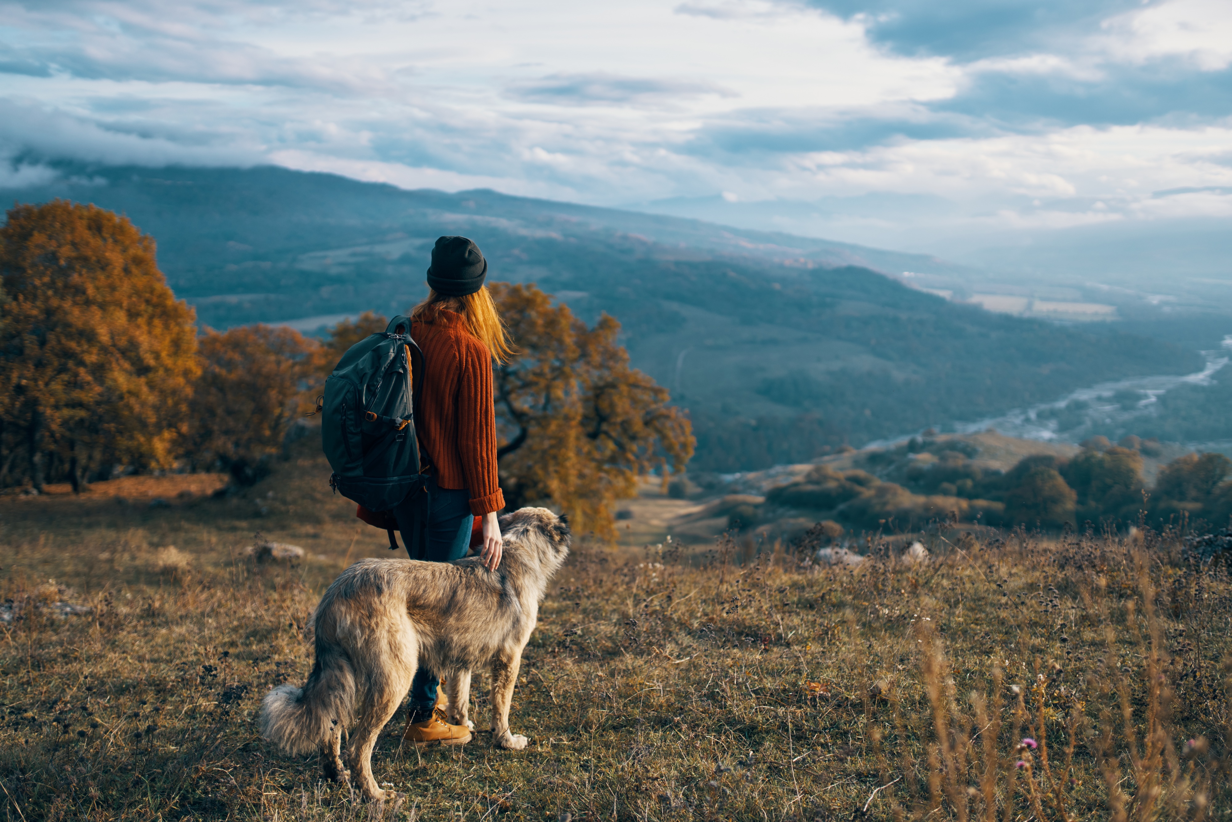 Family hiking stock image