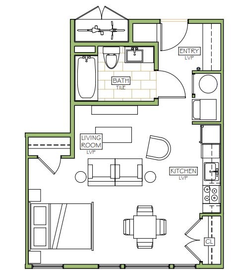 Studio A-Alt floor plan layout