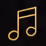 Two black musical notes on a white background.