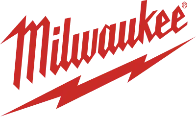 Milwaukee brand logo with a red lightning bolt underneath.