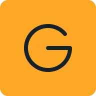 Black letter G in a sans serif font on an orange square background.