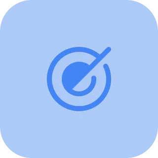 Blue radar icon with a single sweep line on a light blue rounded square background.