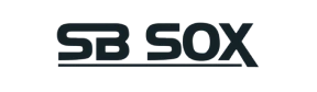 SB SOX logo in bold black sans-serif font on black background.