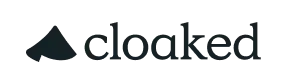 Cloaked logo with a stylized cloak icon to the left of the word cloaked.