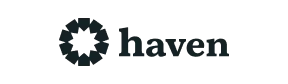 Haven company logo with a dark circular star-shaped icon next to the word haven.