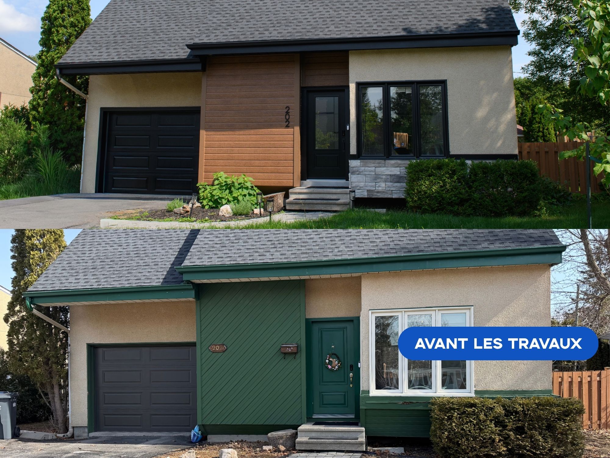 Avant et après le remplacement de revêtement sur une maison