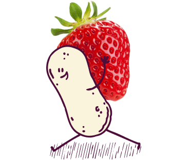 Bonhomme tenant une fraise