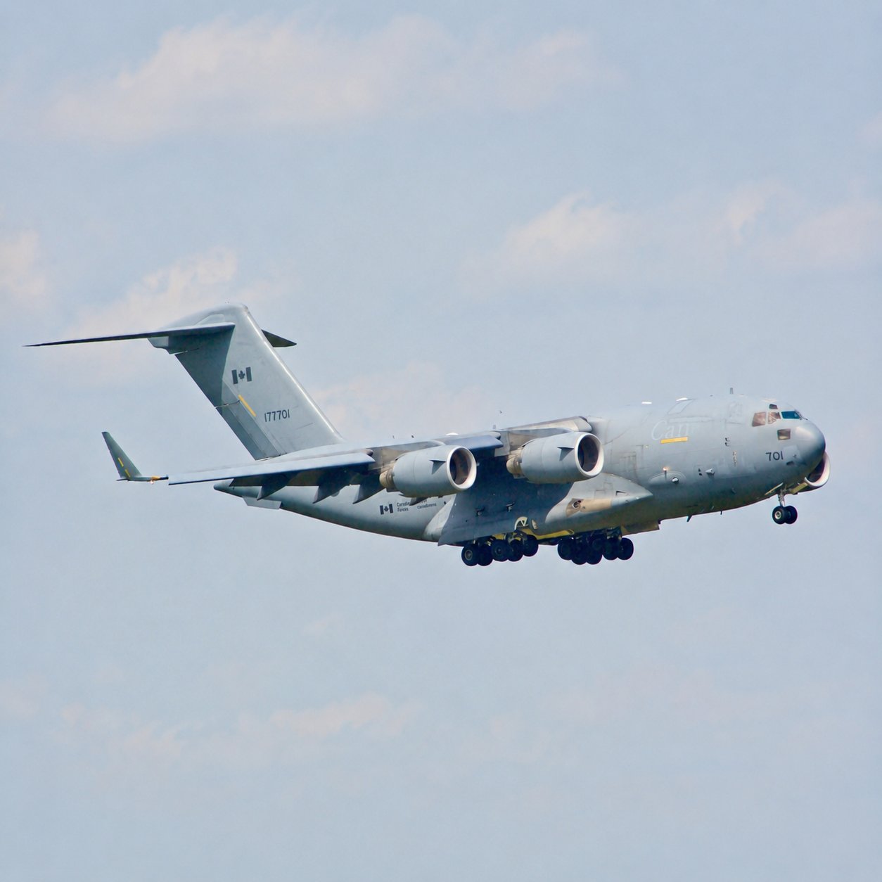 Royal Canadian Air Force C-17 Globemaster military transport aircraft in flight