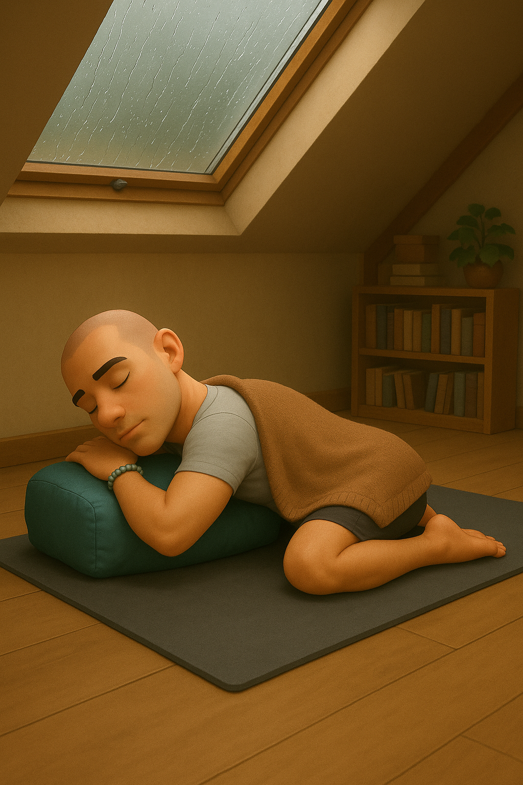 Supported Child's Pose with bolsters
