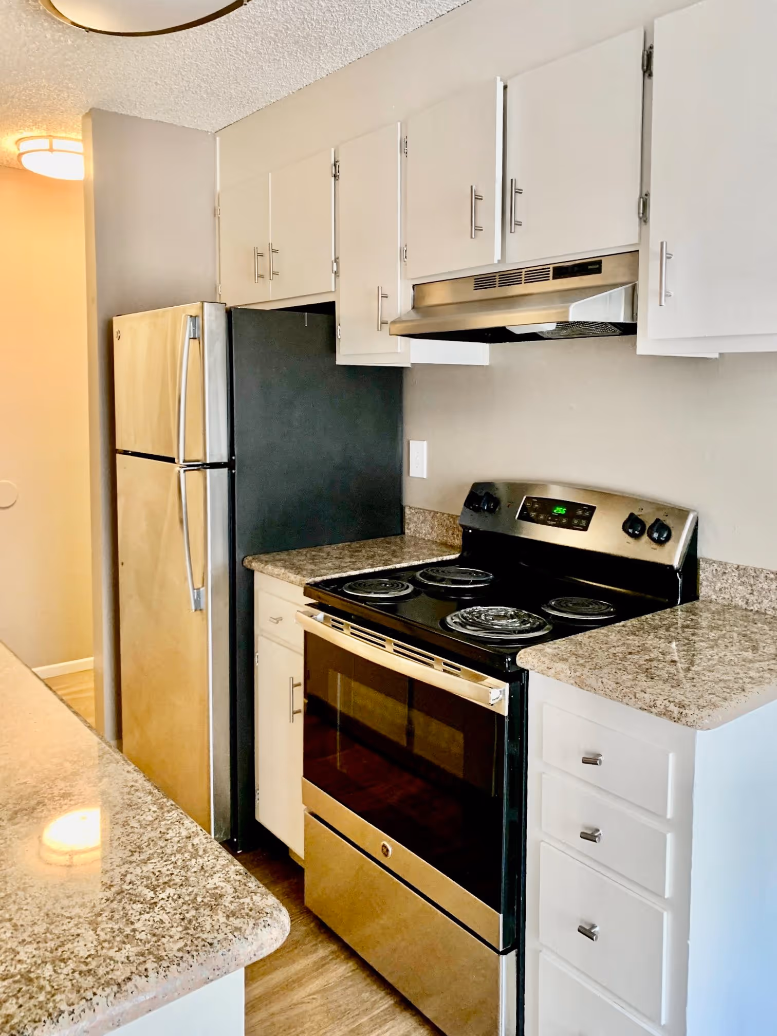 Kitchen with stainless steel appliances