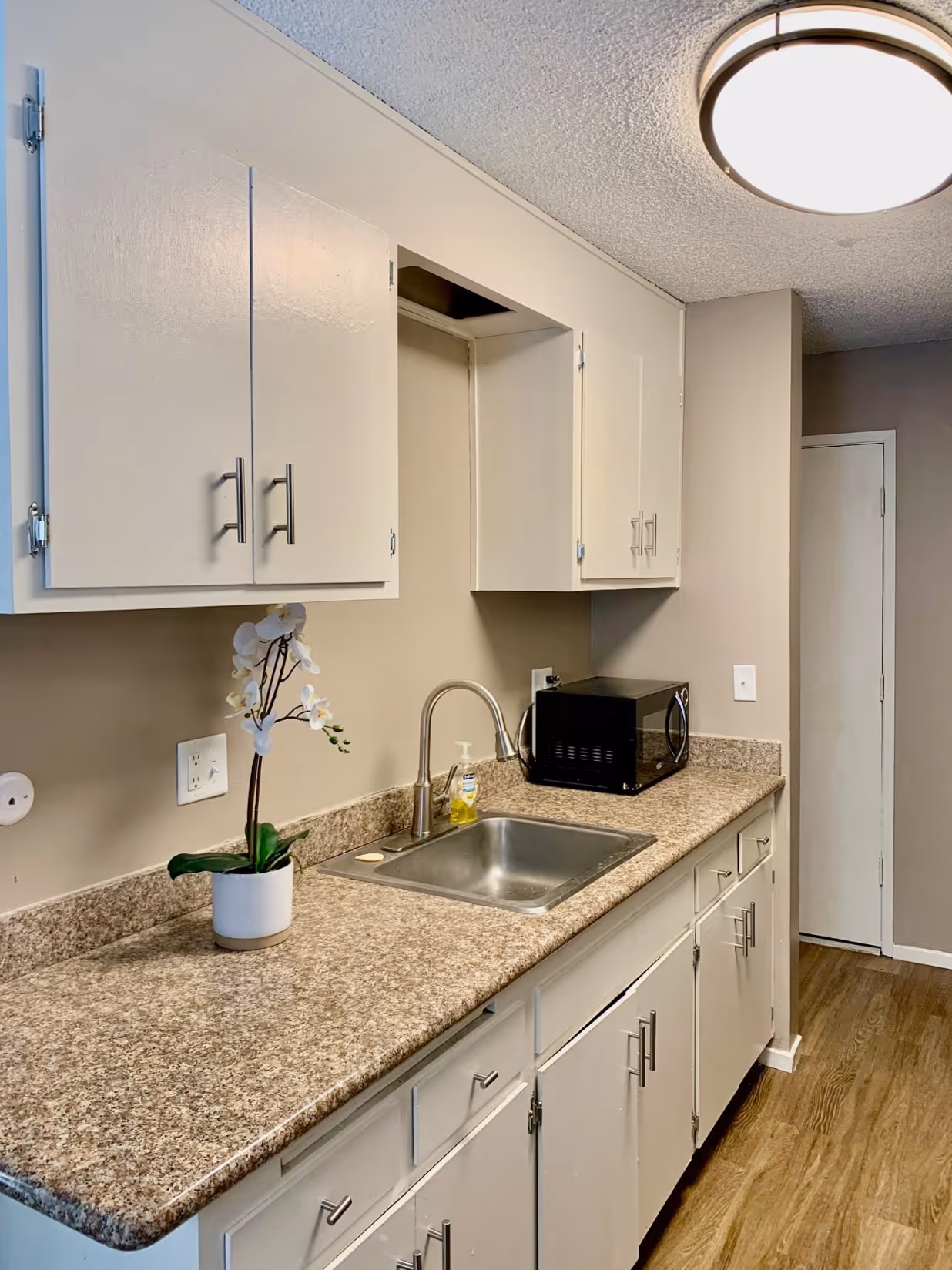 Kitchen with white cabinets