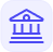 Icon of a classical bank building with columns and a triangular pediment.