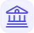 Icon of a classical bank building with columns and a triangular pediment.