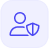 Icon of a person with a shield representing user security or privacy.