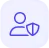 Icon of a person with a shield representing user security or privacy.