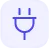 Blue electric plug icon with two prongs inside a rounded square.