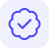 Blue outline badge with a checkmark inside, symbolizing achievement or verification.