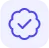 Blue outline badge with a checkmark inside, symbolizing achievement or verification.