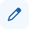 Blue pencil icon angled to the right on a white background.