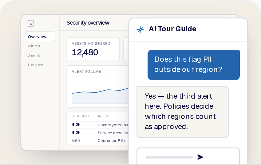 The finished tour with the AI Tour Guide beside it answering a buyer’s question