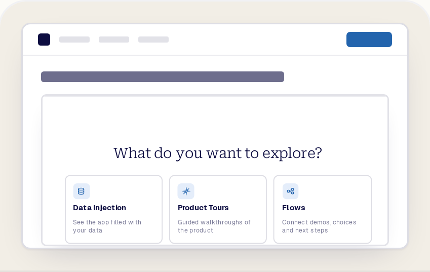 A Flow embedded on a website page, opening on the buyer-choice step