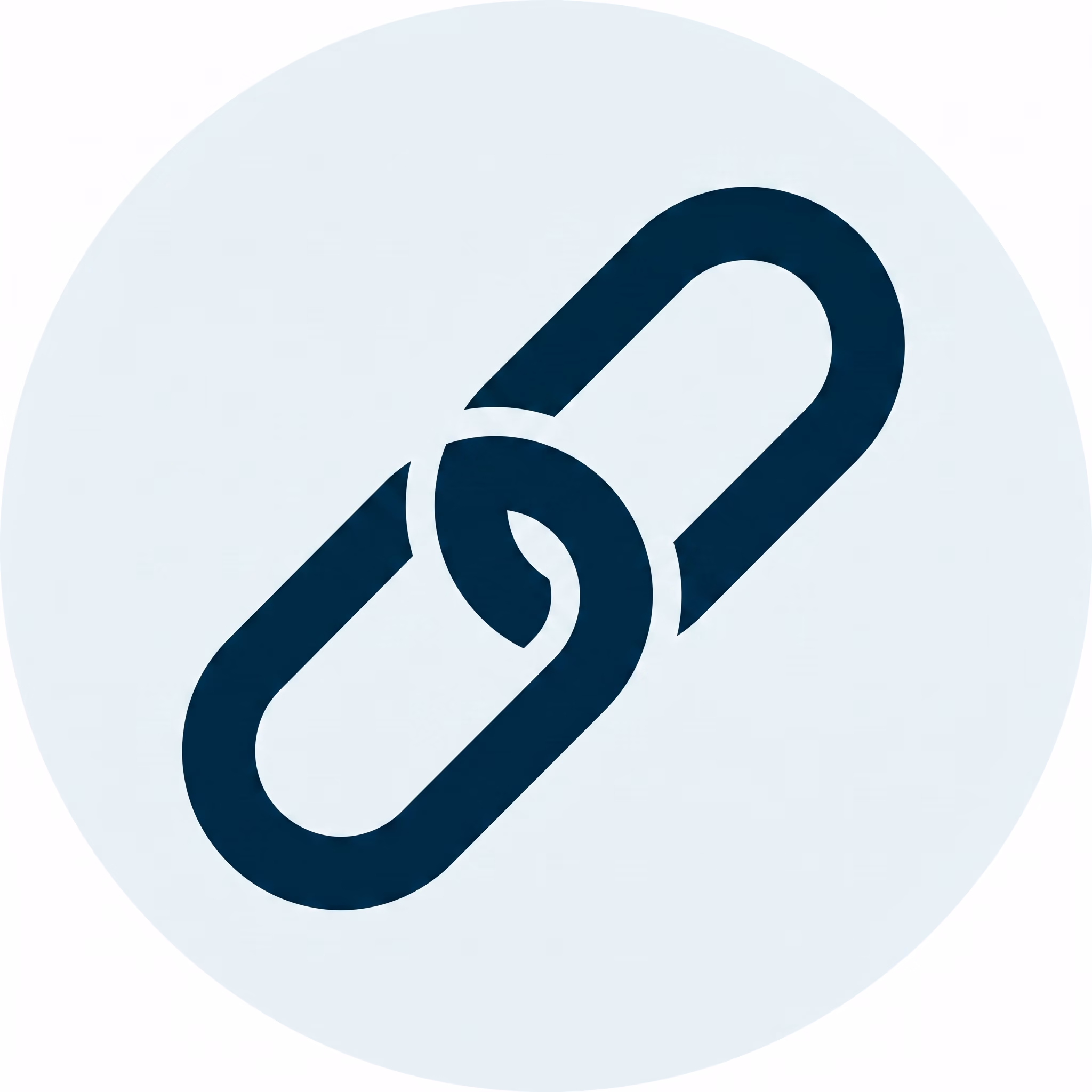 Black chain link icon inside a light gray circle background.
