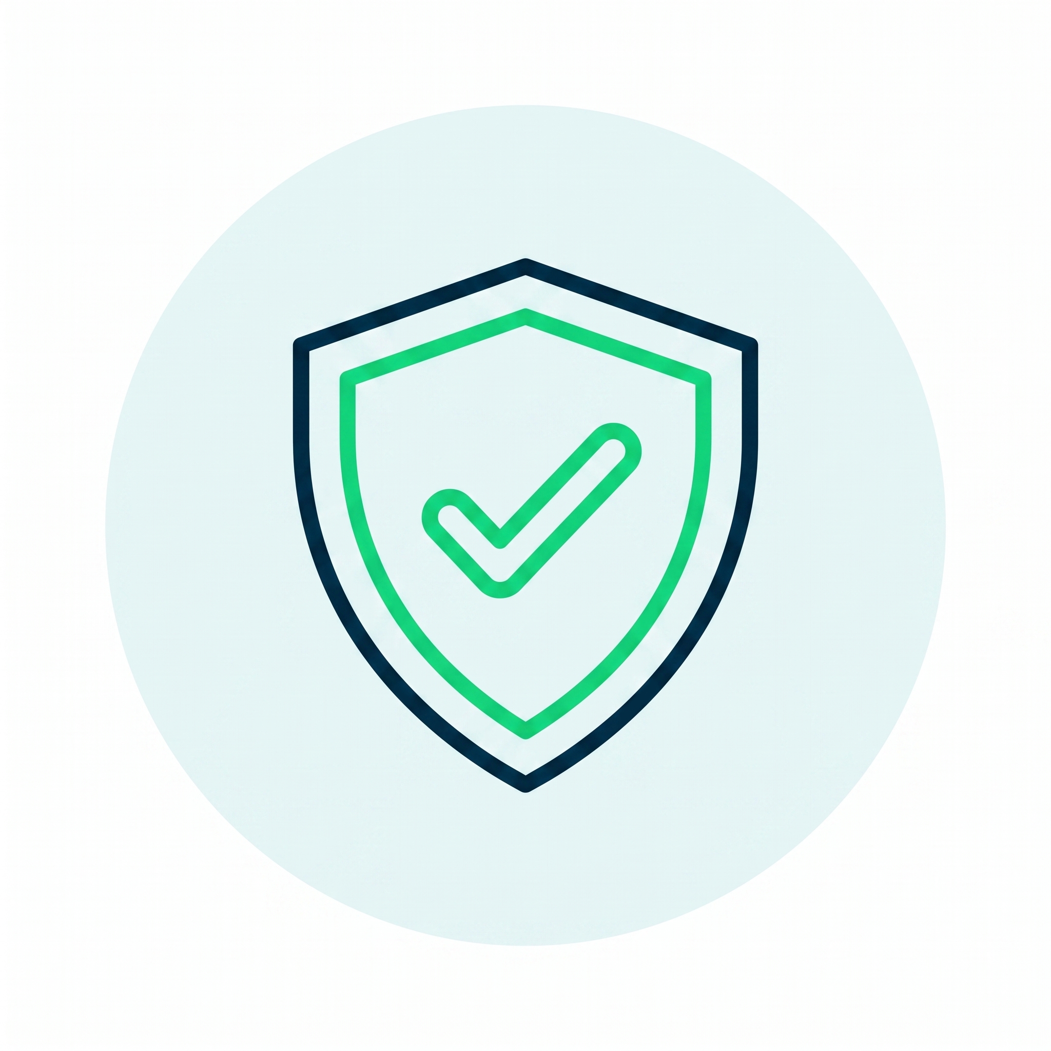 Shield icon with a check mark inside representing security or protection.