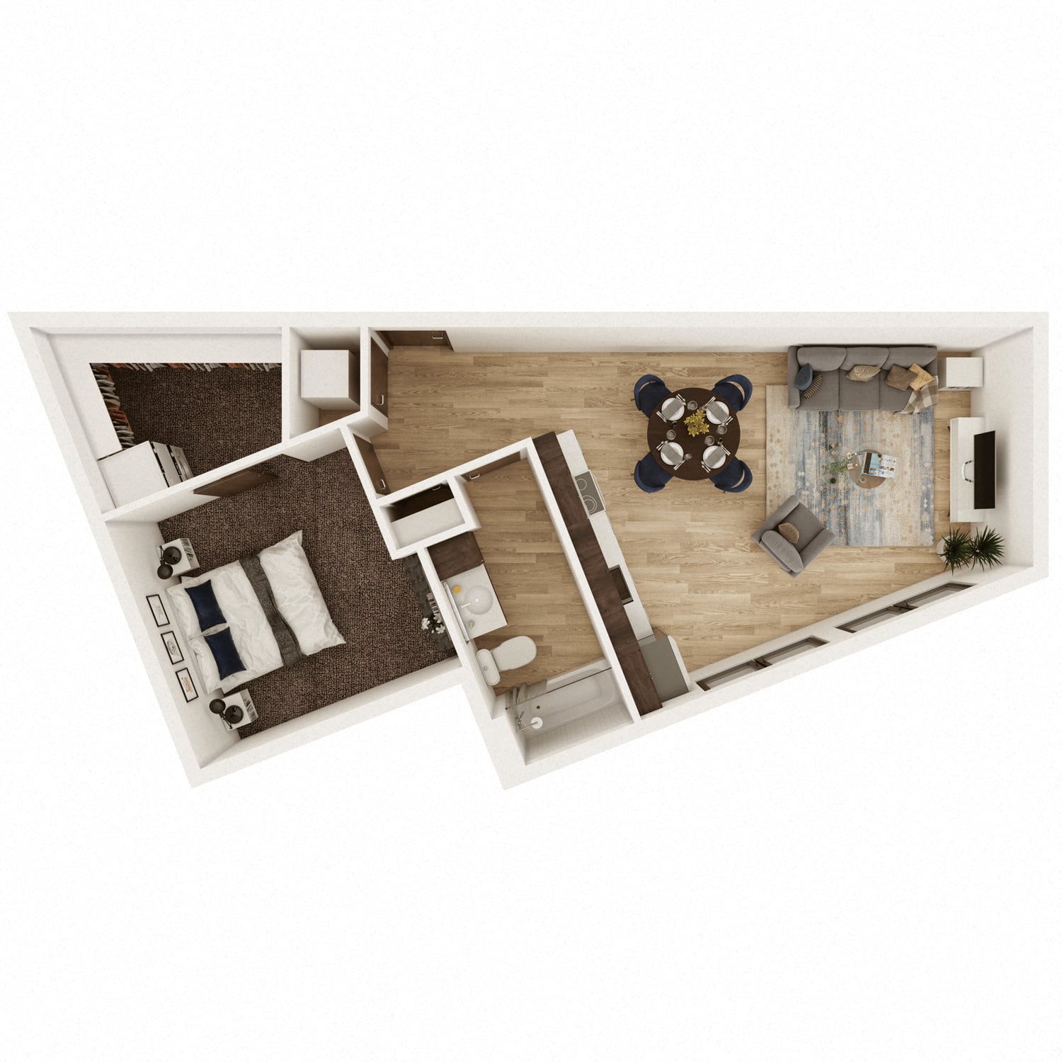 1 Bedroom, 1 Bathroom - 637 SF C