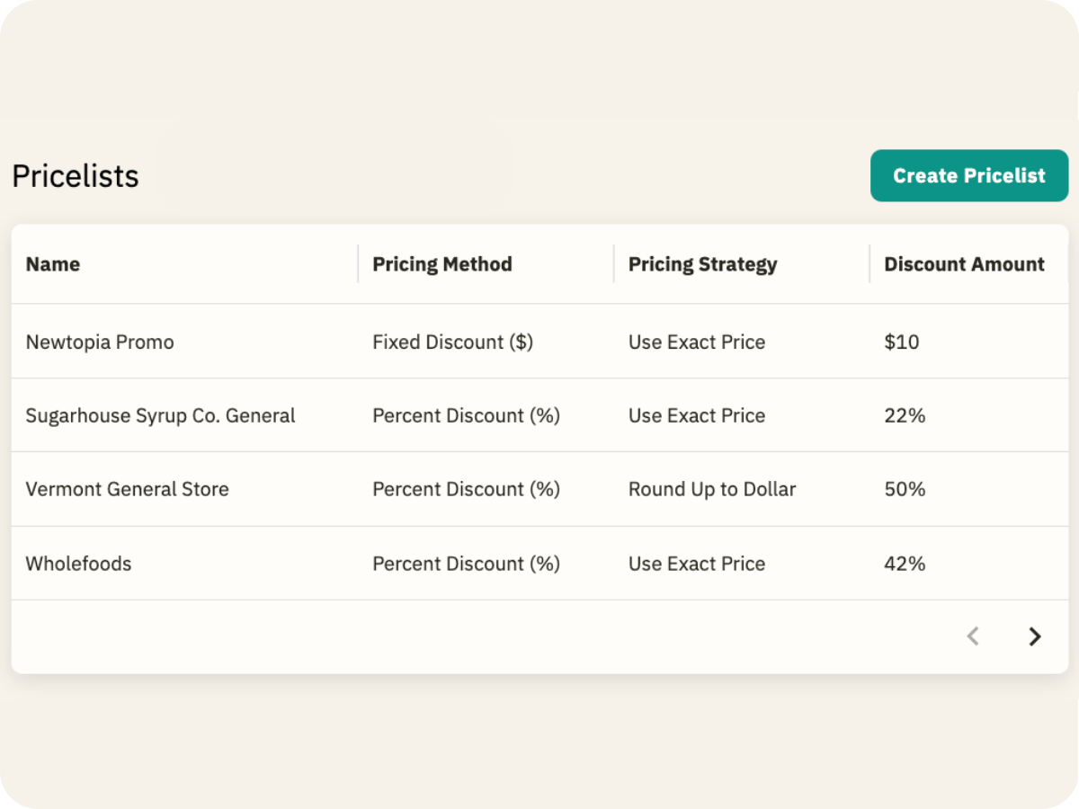 Managing pricelists in Verai