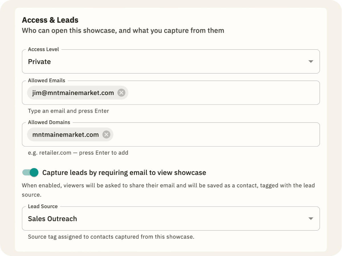 Privacy and lead capture settings