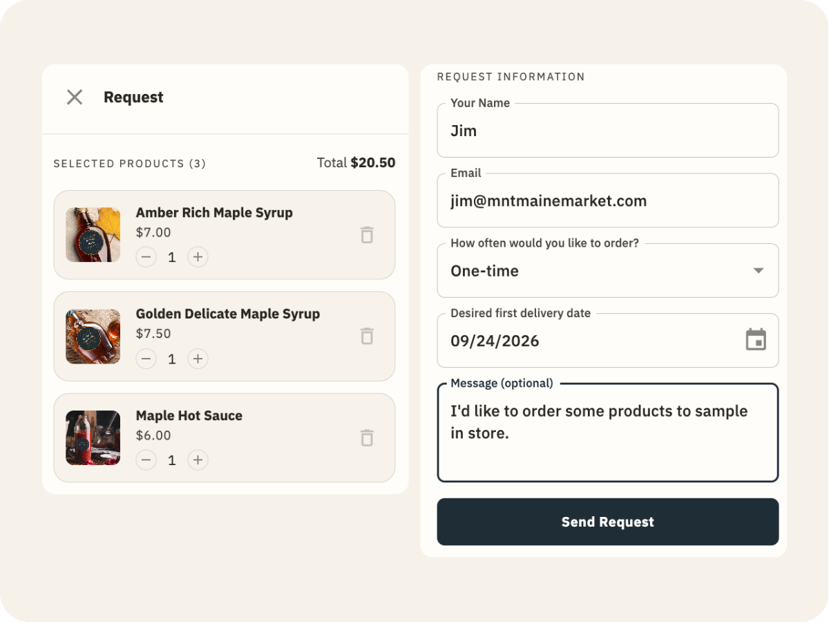 Buyer request flow in a Verai Brand Portal