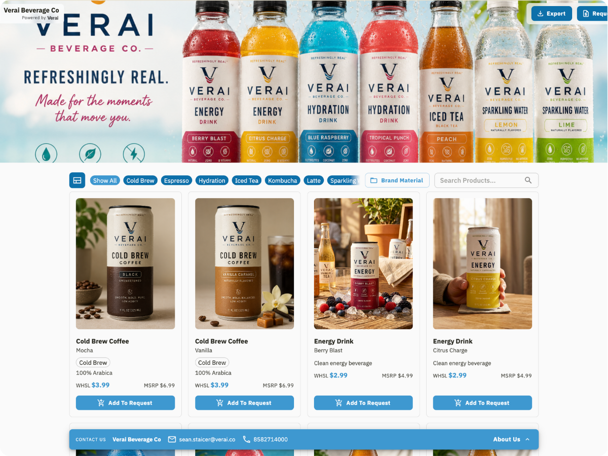 Verai Beverage Co Showcase Brand Portal