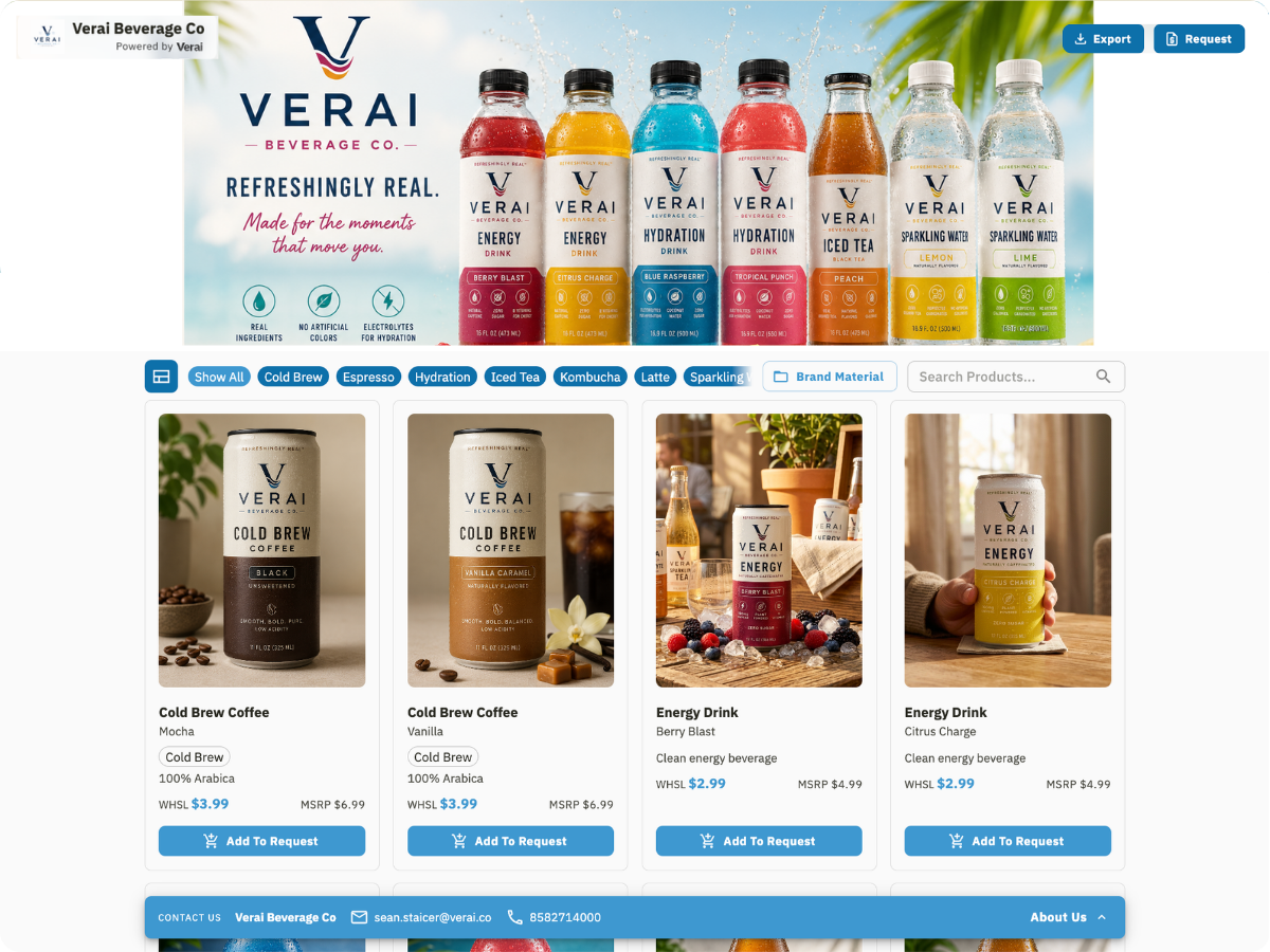 Verai Beverage Co Showcase Brand Portal