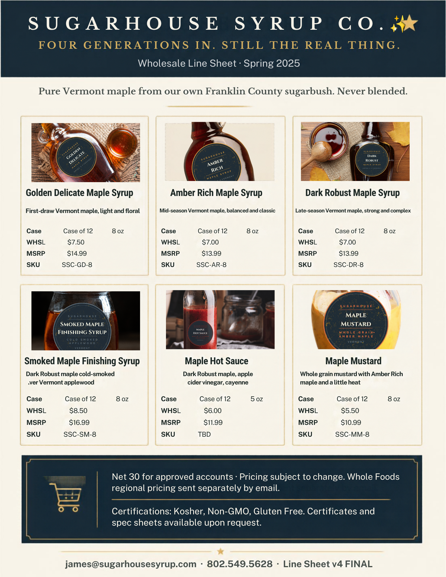 Sugarhouse Syrup Co. PDF line sheet