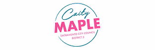 Caity Maple Sacramento City Council District 5 logo in pink and teal colors inside a circle.