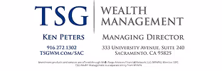 TSG Wealth Management logo with Ken Peters' contact info and office address in Sacramento, CA.