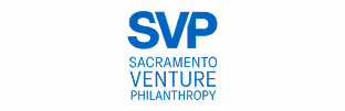 SVP Sacramento Venture Philanthropy text logo in blue on white background.