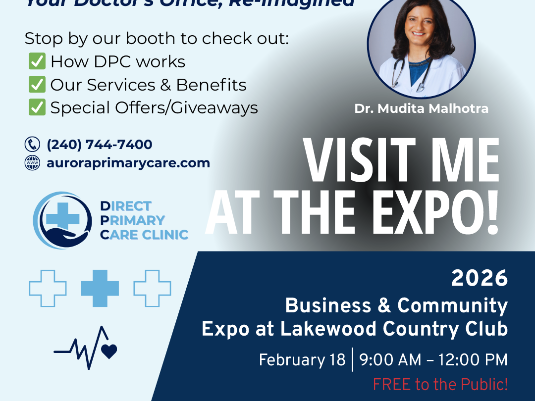 Aurora Primary Care team — Visit us at the 2026 Business & Community Expo, February 18, Lakewood Country Club, Rockville