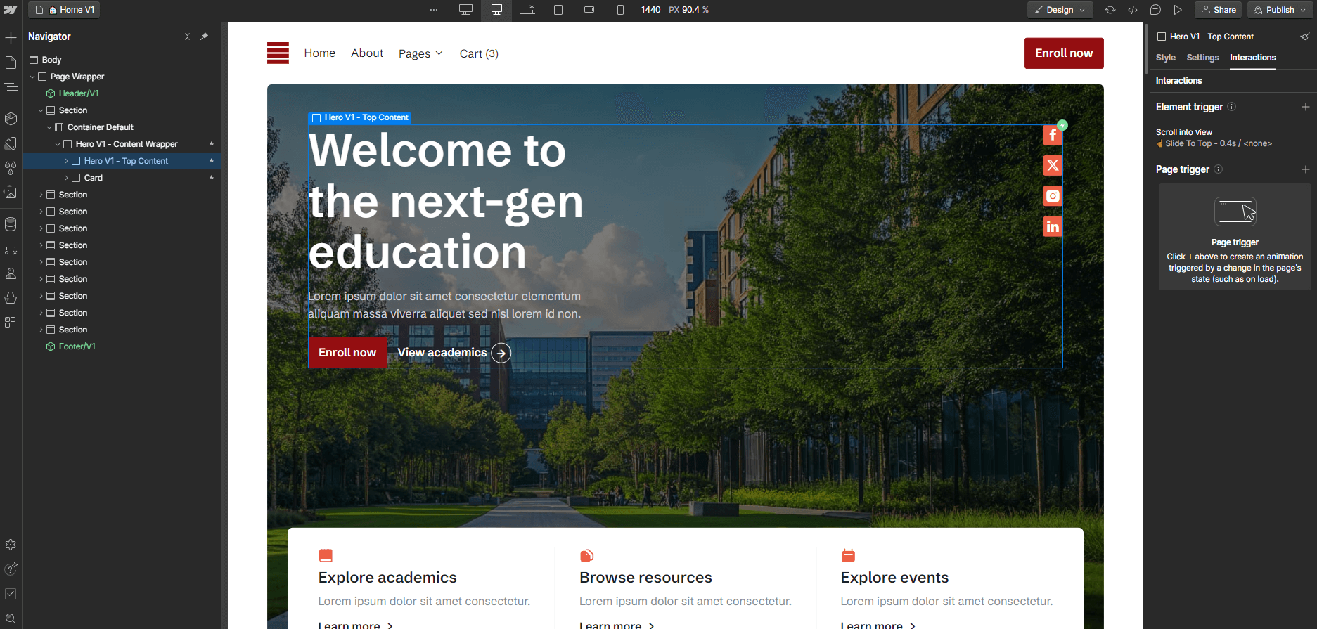 Animations - College X Webflow Template