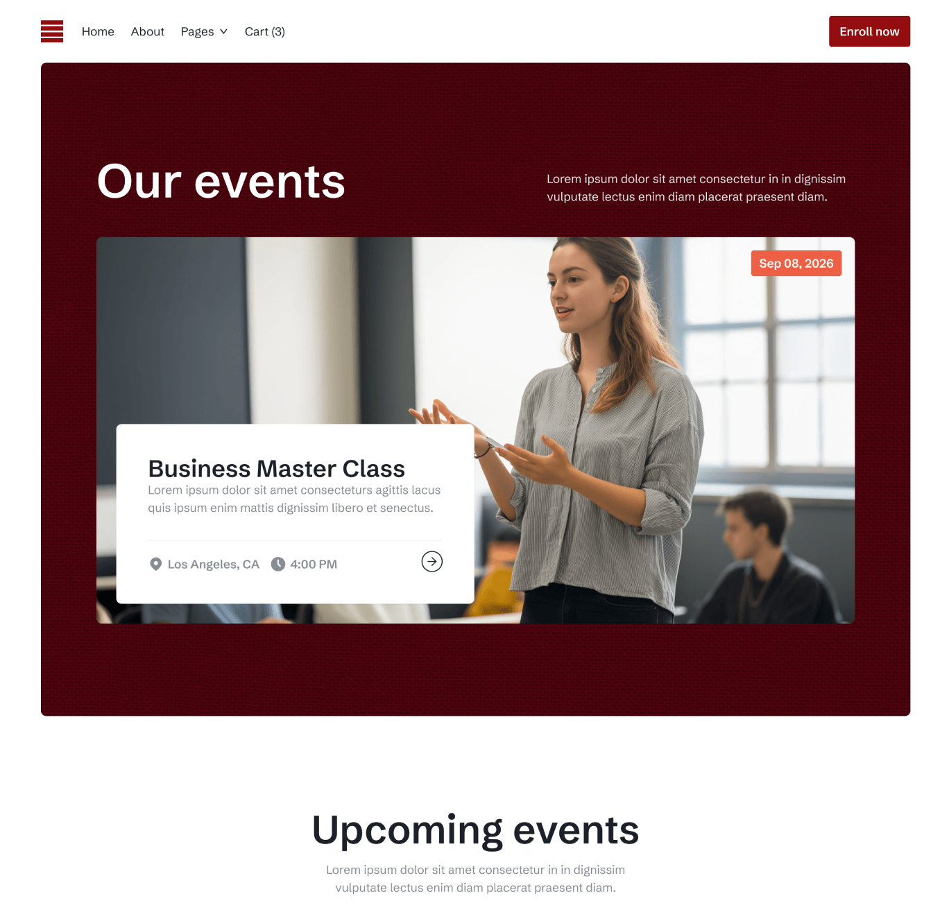 Hero Events Eduhub University Webflow Template | BRIX Template
