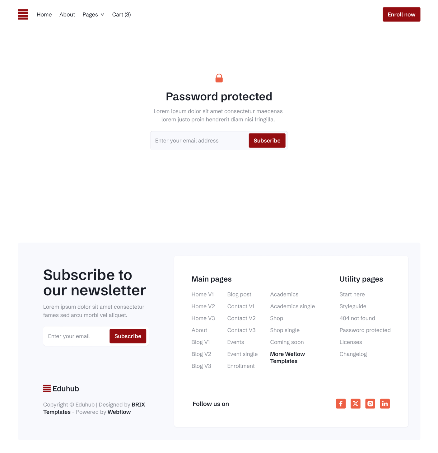 Utility Password Protected Eduhub University Webflow Template | BRIX Template
